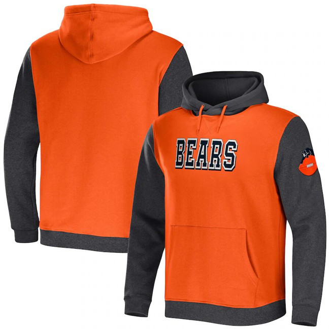 Chicago Bears x Darius Rucker Collection Orange/Heather Colorblock Pullover Hoodie